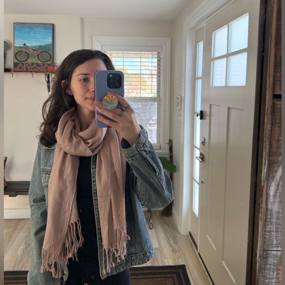 Baby Pink Pashmina Fringe Scarf